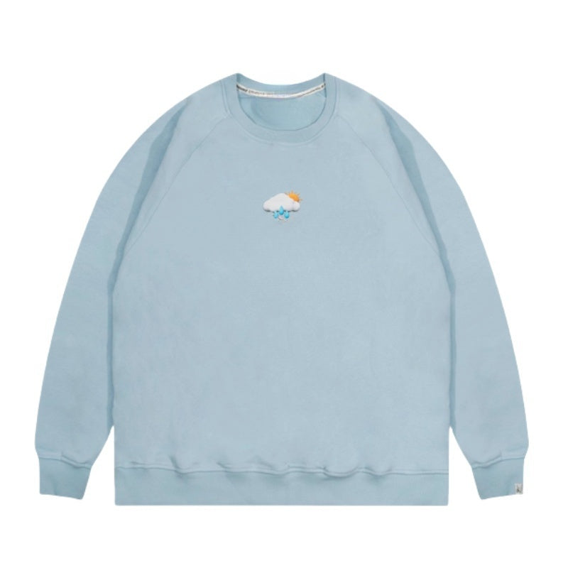 Weather-Inspired Blue Casual Sweatshirt