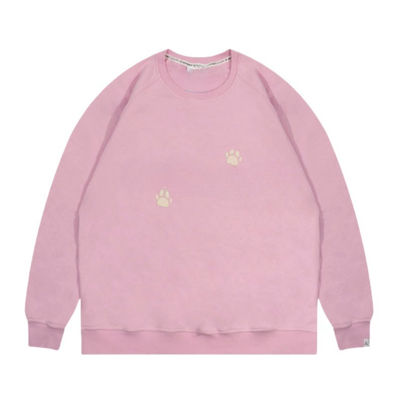 Adorable Paw Motif Pink Sweatshirt