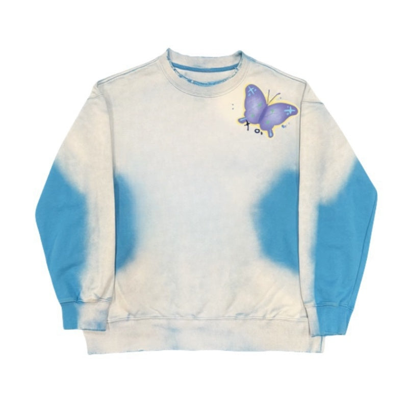 Trendy Oversized Sweatshirt with Butterfly Artwork