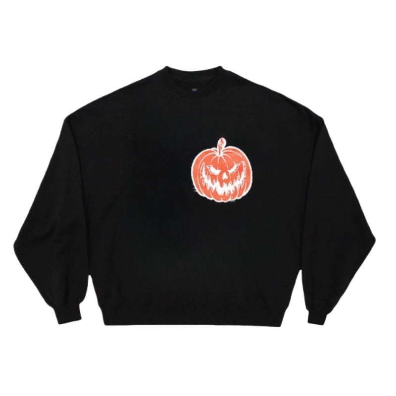 Edgy Dark Pumpkin Print Sweatshirt