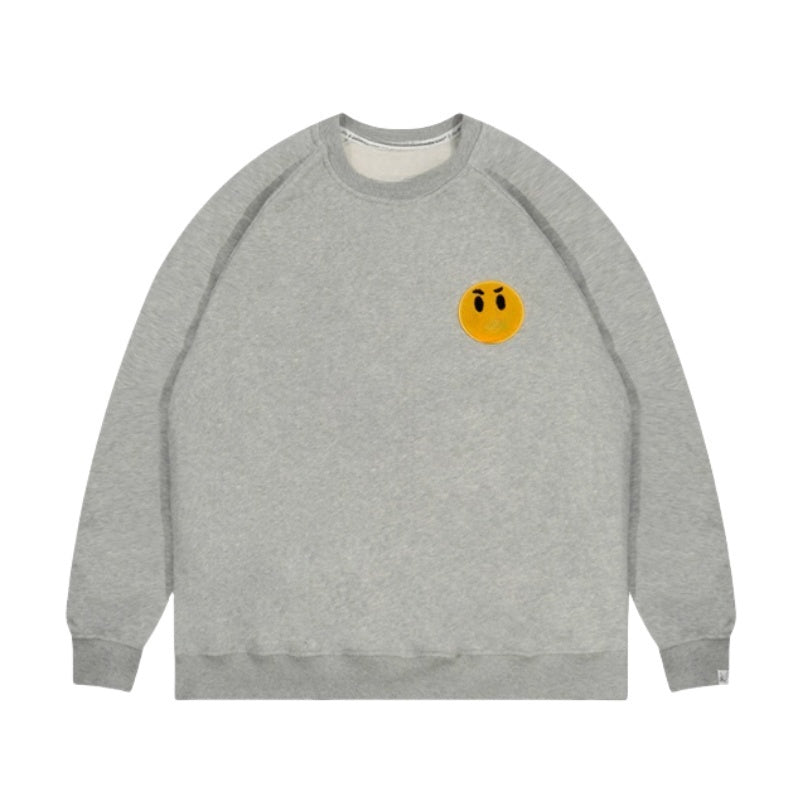Grey Sweatshirt with Smiley Graphic